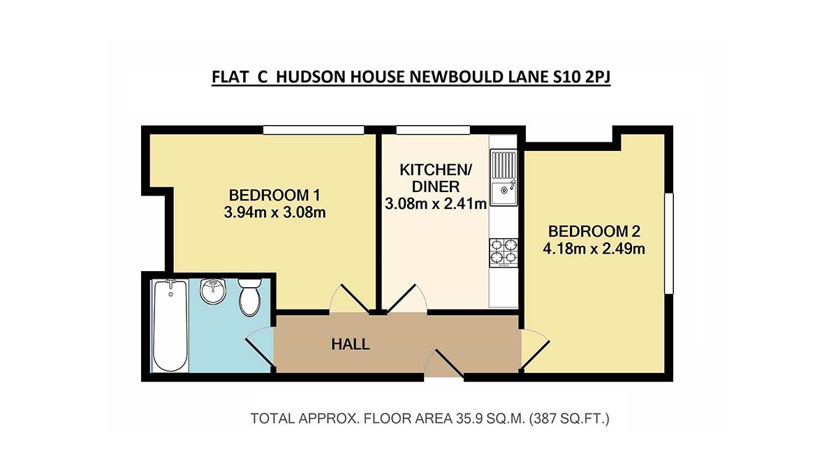 Floor Plan Flat C Hudson House Newbould Lane S10 2PJ
