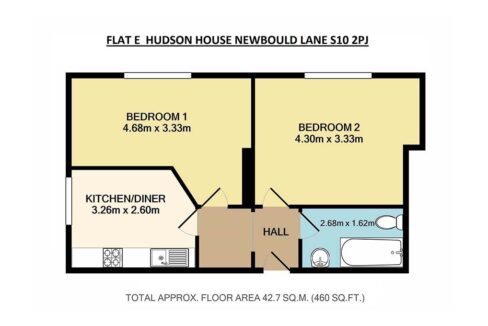 Floor Plan Flat E Hudson House Newbould Lane S10 2PJ