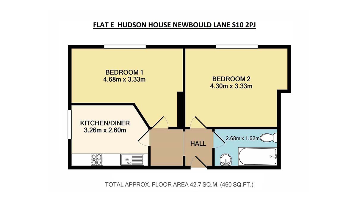 Floor Plan Flat E Hudson House Newbould Lane S10 2PJ