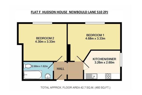 Floor Plan Flat F Hudson House Newbould Lane S10 2PJ