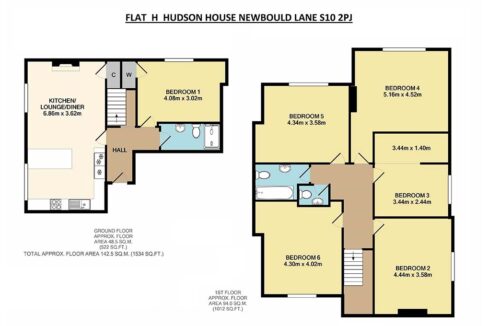 Floor Plan Flat H Hudson House Newbould Lane S10 2PJ